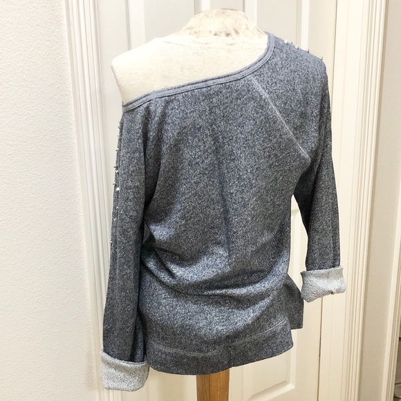 Express French Terry Sweatshirt with Shoulder Spikes and B&W Velvet Tiger - L - Picture 8 of 17